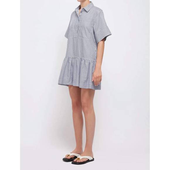NEW JONATHAN SIMKHAI cris shirt dress in midnight stripe - Picture 2 of 4